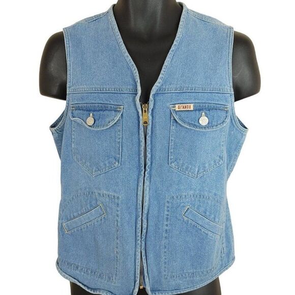 Gitano Jeans Denim Vest Vintage 80s Zip Up Womens Size Medium - Picture 1 of 5
